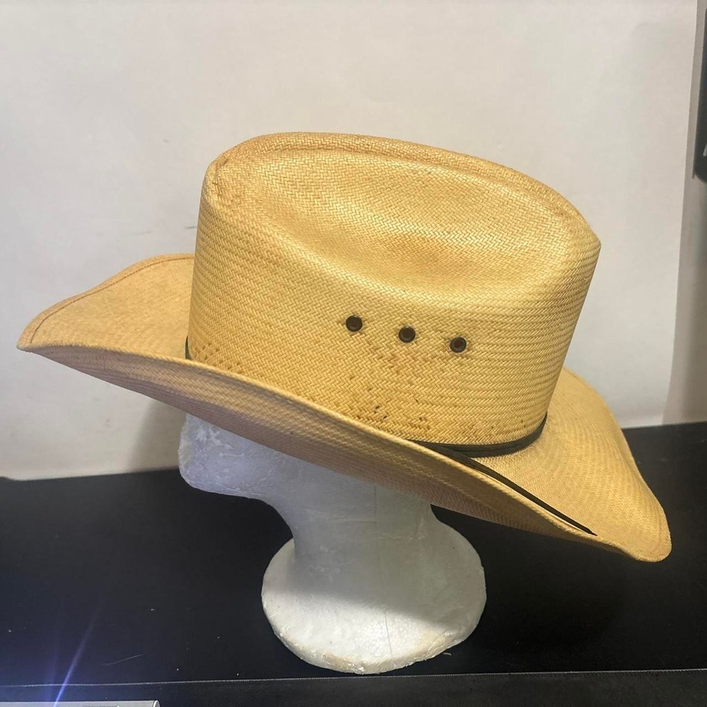 Stratton Hats Mens 7 3/8 Texas Parks Wildlife Ranger Straw Hat Tan Long Oval